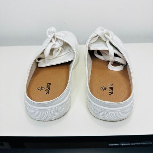 Susina White Leatherette Brynlee Closed Toe Slide-In Casual Mule Sneakers 9 - Picture 9 of 14